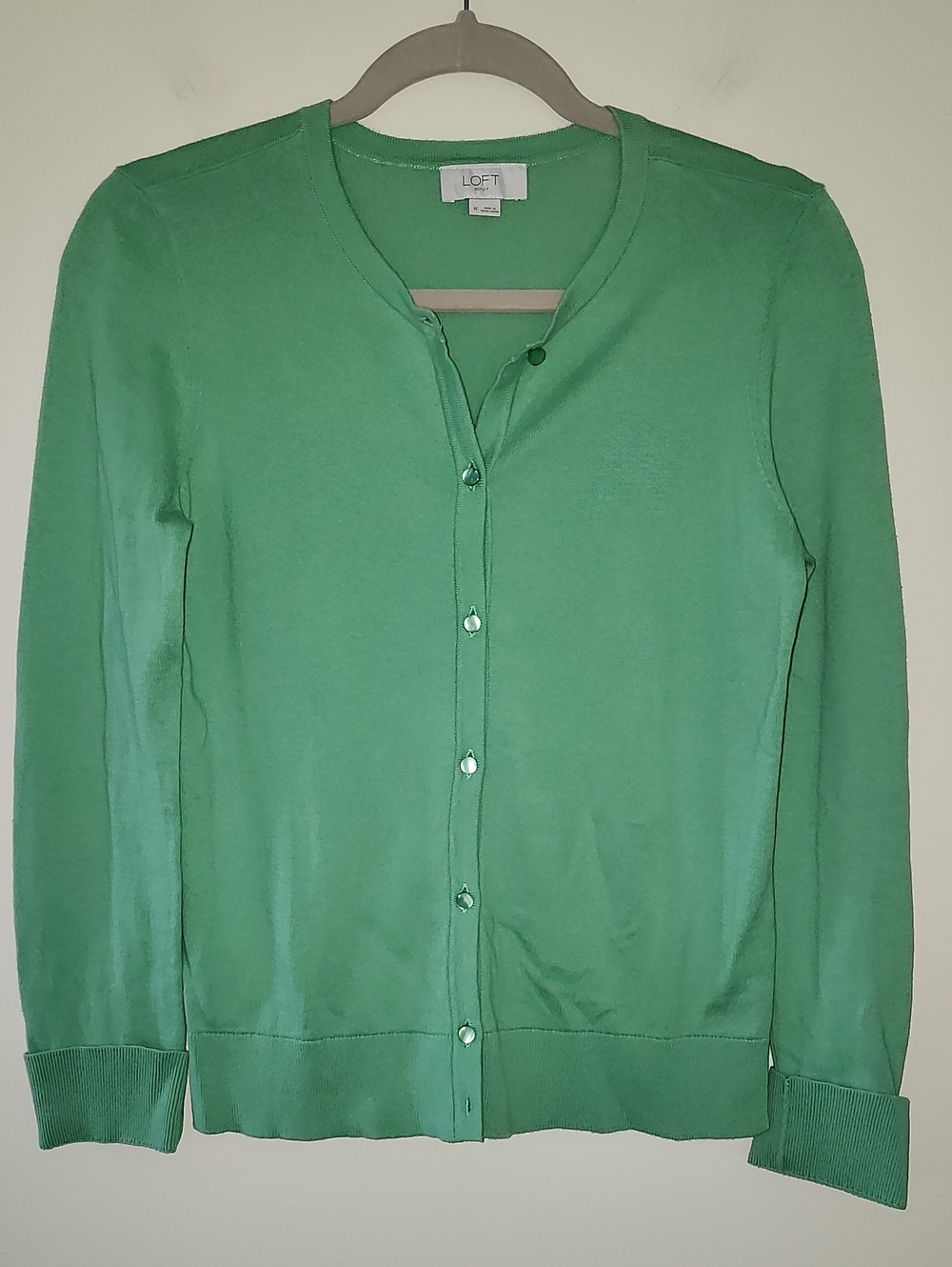 LOFT Green Button-Up Cardigan Size Medium